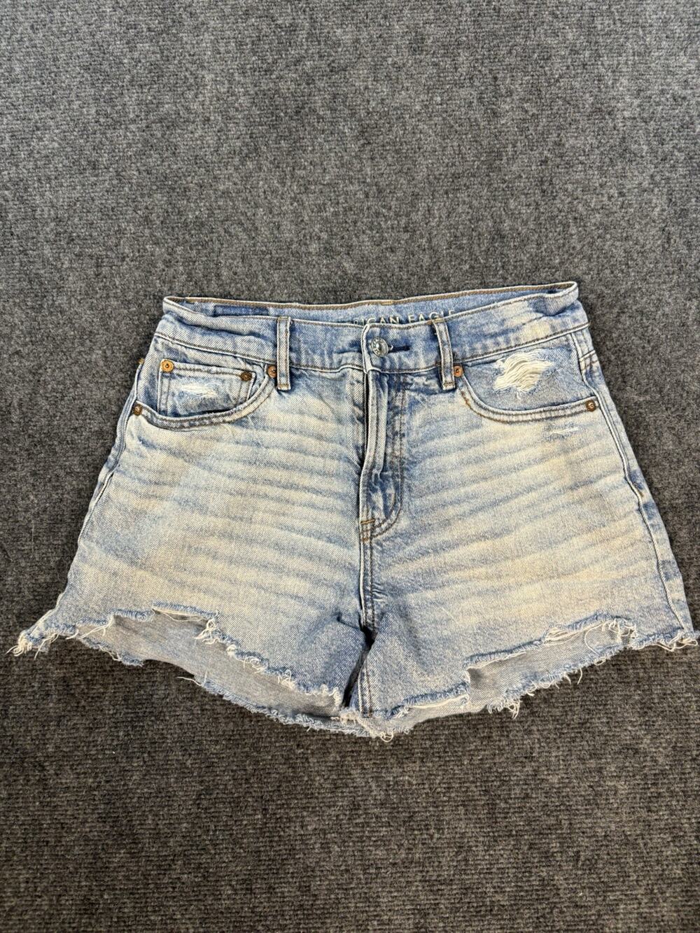 American Eagle Outfitters Cut Off Denim Shorts Light Blue Distressed Size 2